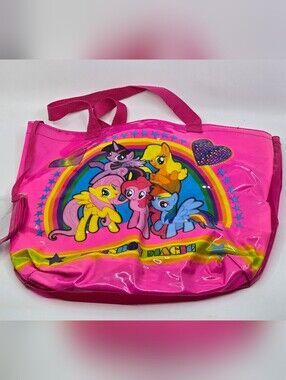 Hasbro Hot Pink My Little Pony Rainbow Tote Bag Clear 12X16 inches
